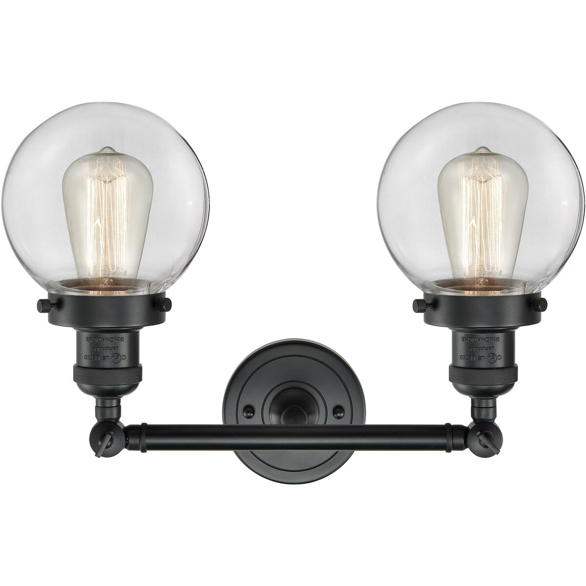 Franklin Restoration Beacon 2 Light 17 inch Matte Black Bath Vanity Light Wall Light in Clear Glass, Franklin Restoration