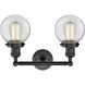 Franklin Restoration Beacon 2 Light 17 inch Matte Black Bath Vanity Light Wall Light in Clear Glass, Franklin Restoration