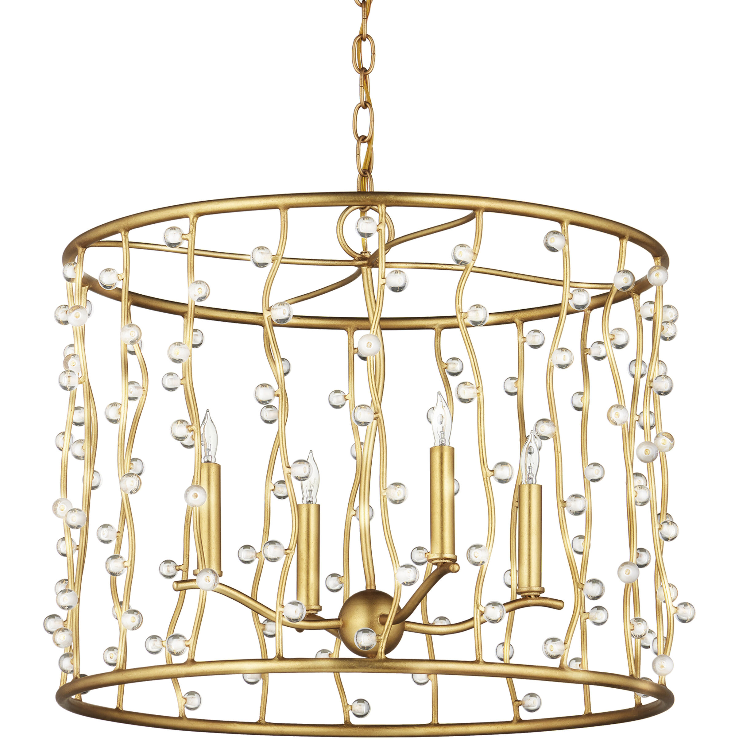 Adagio 4 Light 23.5 inch Contemporary Gold Leaf/Contemporary Gold/Clear Chandelier Ceiling Light