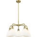 Bristol Glass 5 Light 25.5 inch Brushed Brass Chandelier Ceiling Light in Matte White