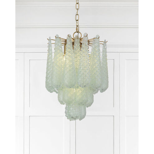 Ollie 4 Light 14.25 inch Aged Brass Pendant Ceiling Light in Sand Glass Green