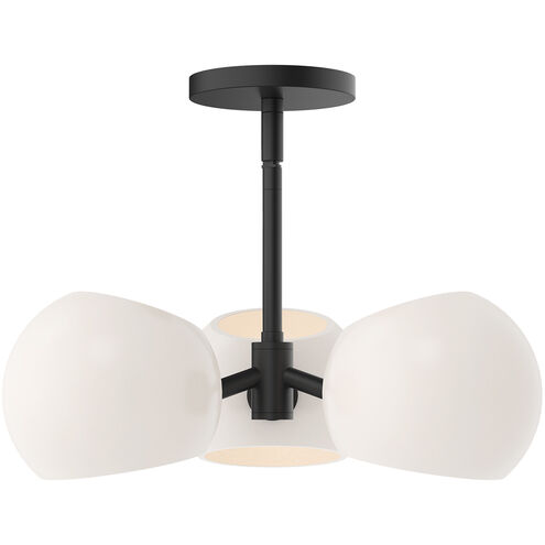 Alora Mood Willow 3 Light 16 inch Matte Black Pendant Ceiling Light in Opal Glass