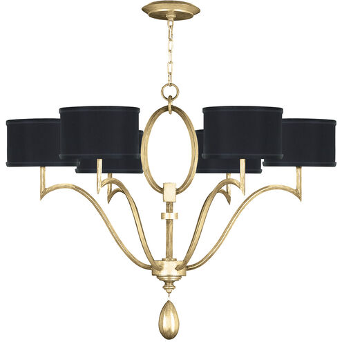 Allegretto 6 Light 39 inch Gold Leaf Chandelier Ceiling Light in Black Fabric
