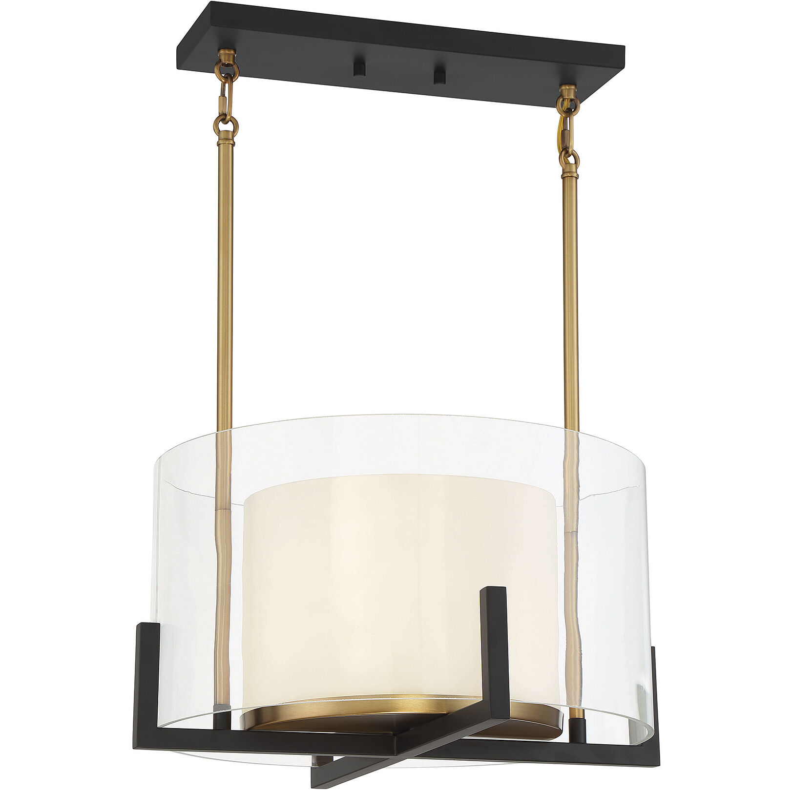 Eaton 1 Light 17 inch Black with Warm Brass Accents Pendant Ceiling Light