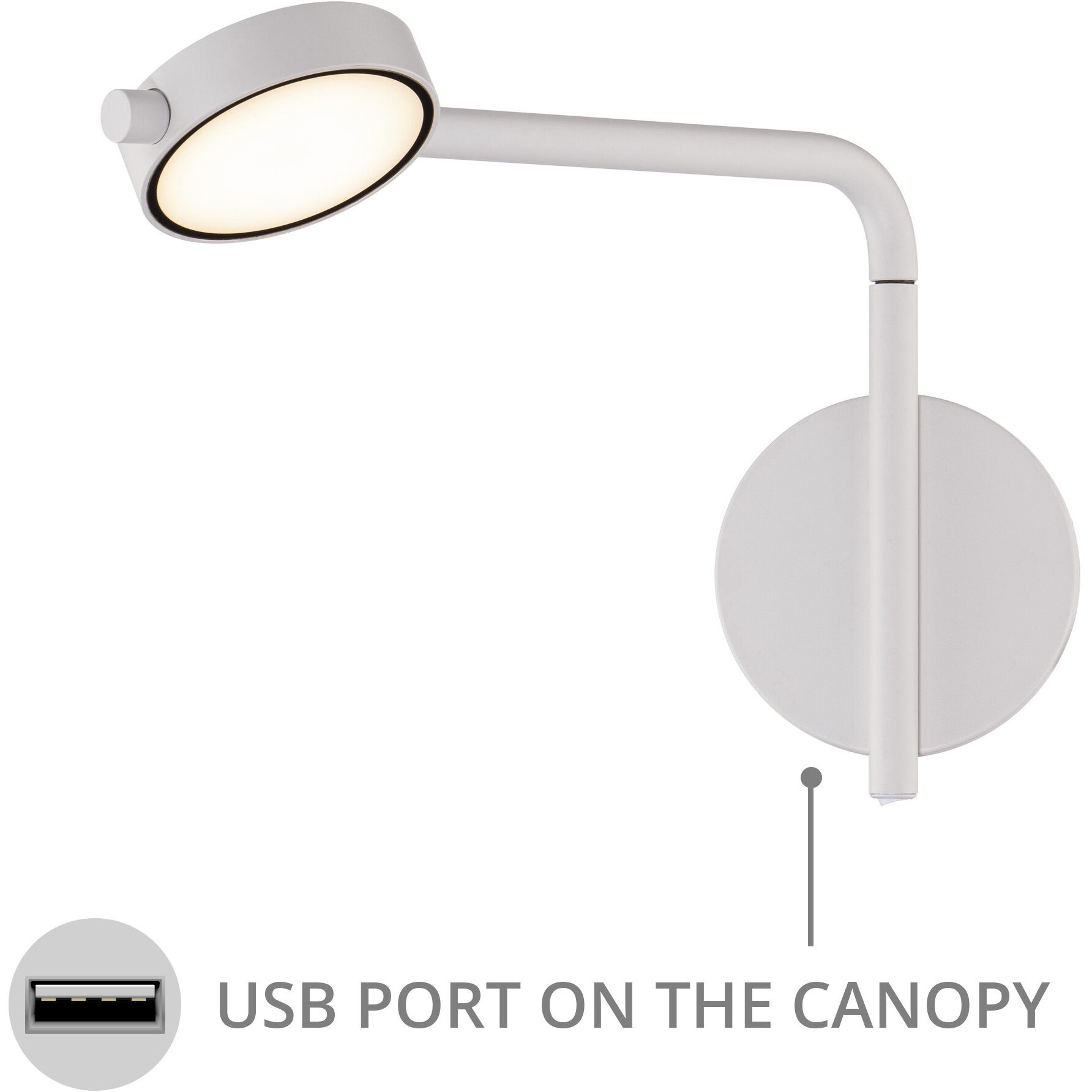 Elbo Reading Light Wall Light in 3500K, White, dweLED