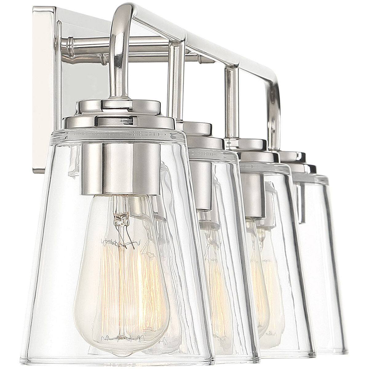 Transitional 4 Light 32 inch Polished Nickel Bathroom Vanity Light Wall Light