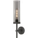Lincoln Sconce Wall Light in Weathered Zinc, Light Smoke Glass