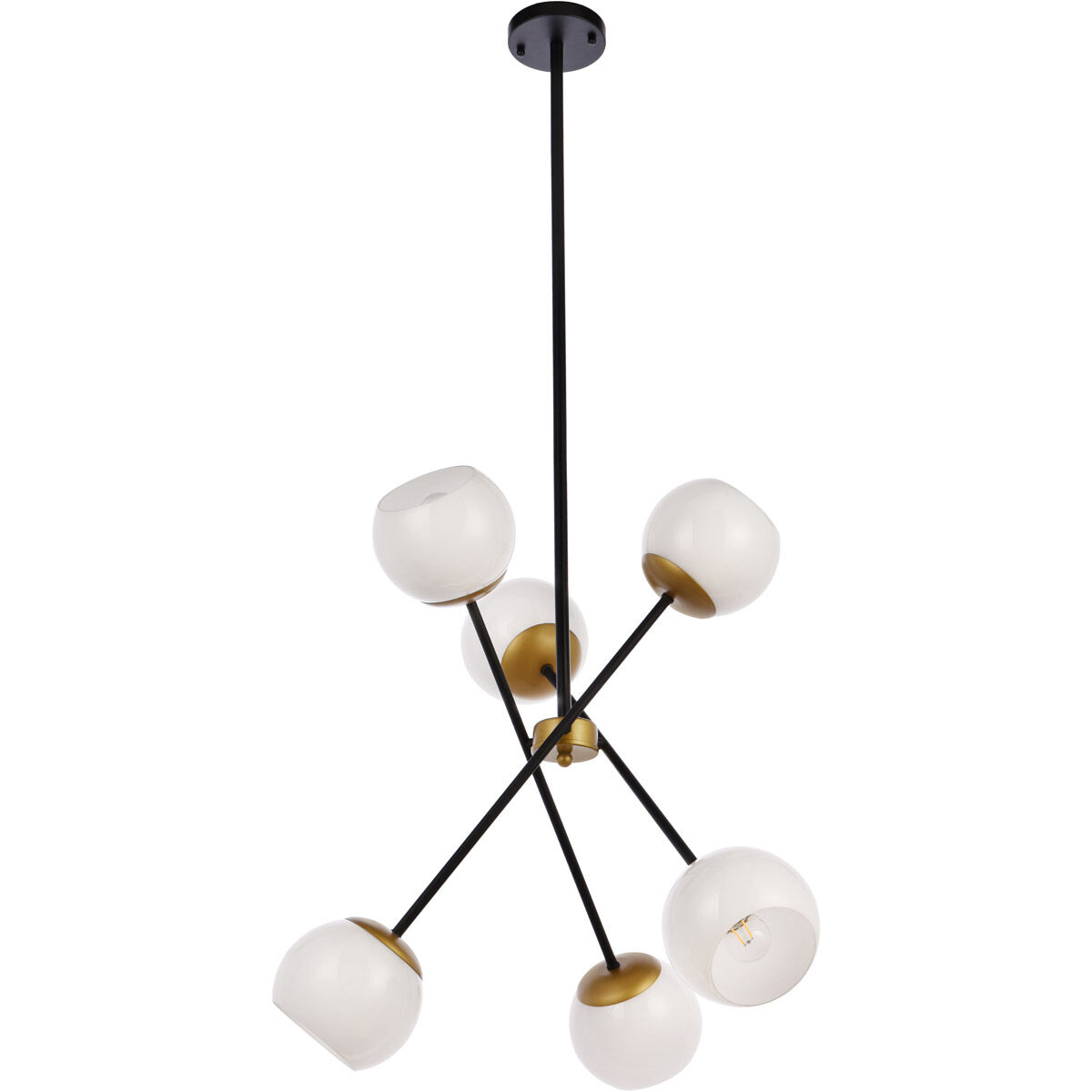 Axl 6 Light 24 inch Black and Brass Pendant Ceiling Light