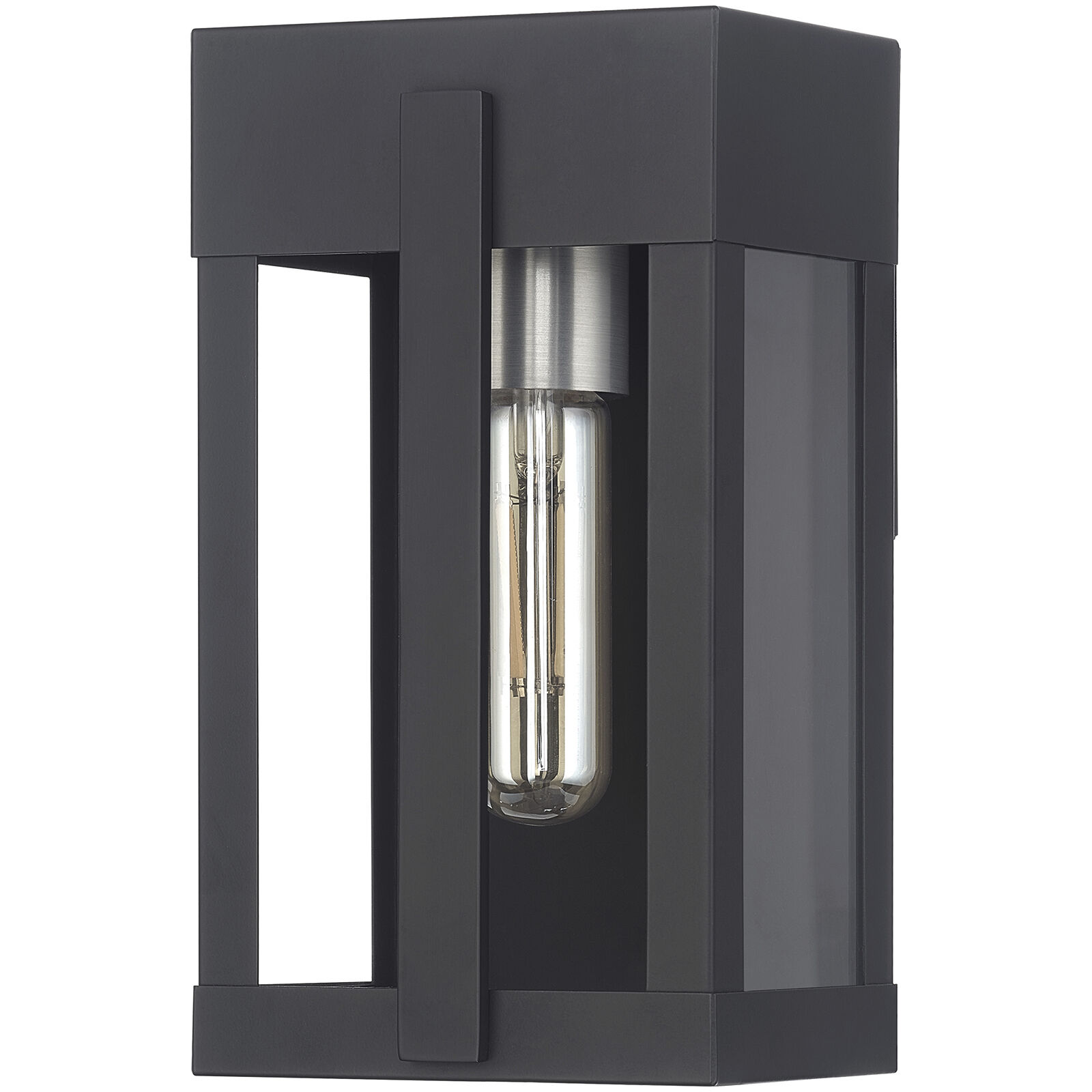 Berksford 1 Light 9 inch Black with Brushed Nickel Candles Outdoor Wall Lantern