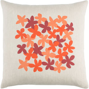 Little Flower 18 X 18 inch Bright Orange and Peach Throw Pillow