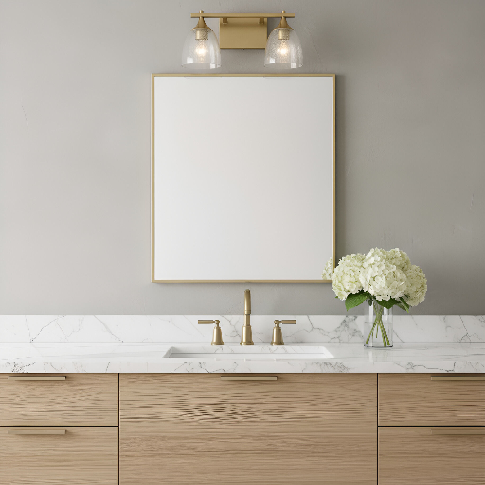 Drew & Jonathan Toffino 2 Light 16 inch Satin Brass Vanity Light Wall Light in Clear Crackle Glass