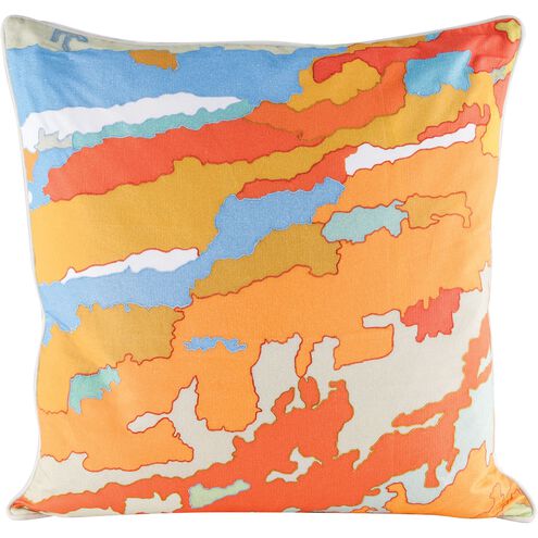 Topography Orange with Blue Pillow Cover