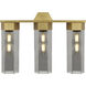 Claverack 3 Light 22.38 inch Brushed Brass Bath Vanity Light Wall Light in Plated Smoke Glass
