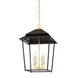 Natick 4 Light 18 inch Aged Brass Hanging Lantern Ceiling Light in Soft Black