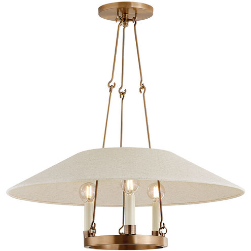 Archive 3 Light 25 inch Patina Brass Chandelier Ceiling Light