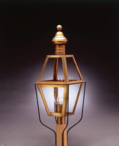 Boston 1 Light 38 inch Antique Brass Post Lantern in Clear Seedy Glass, Chimney, Medium