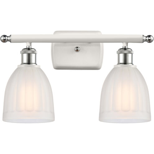 Ballston Brookfield LED 16 inch White and Polished Chrome Bath Vanity Light Wall Light in White Glass, Ballston