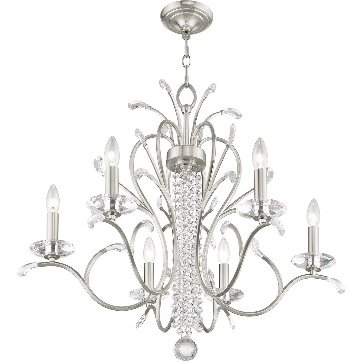 Serafina 6 Light 28 inch Brushed Nickel Chandelier Ceiling Light