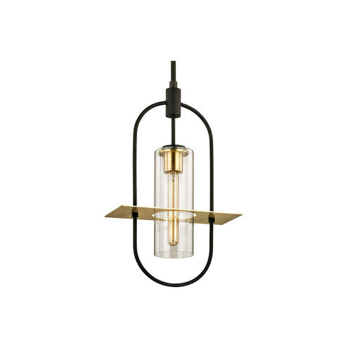 Nouvel 1 Light 13 inch Dark Bronze And Brushed Brass Outdoor Pendant