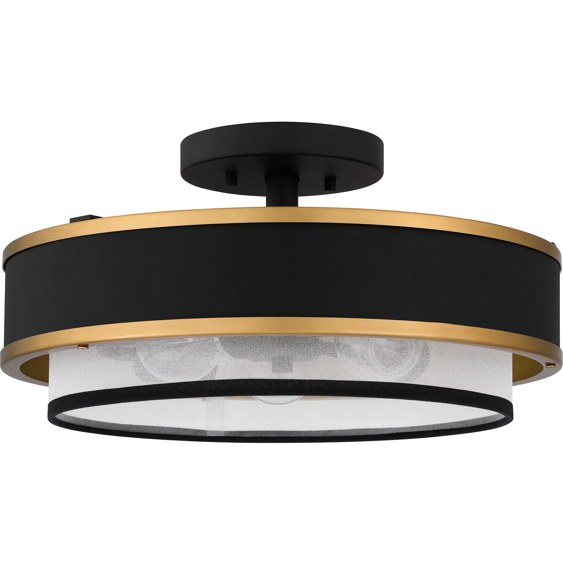 Lockwood 3 Light 15 inch Earth Black Semi-Flush Mount Ceiling Light