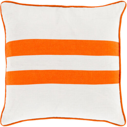 Linen Stripe 18 inch Burnt Orange, Cream Pillow Kit