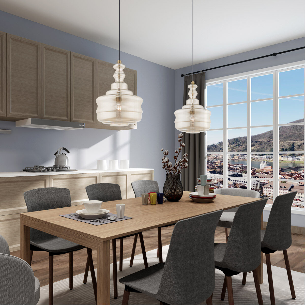 Art Glass 1 Light 13 inch Antique Brass Mini Pendant Ceiling Light