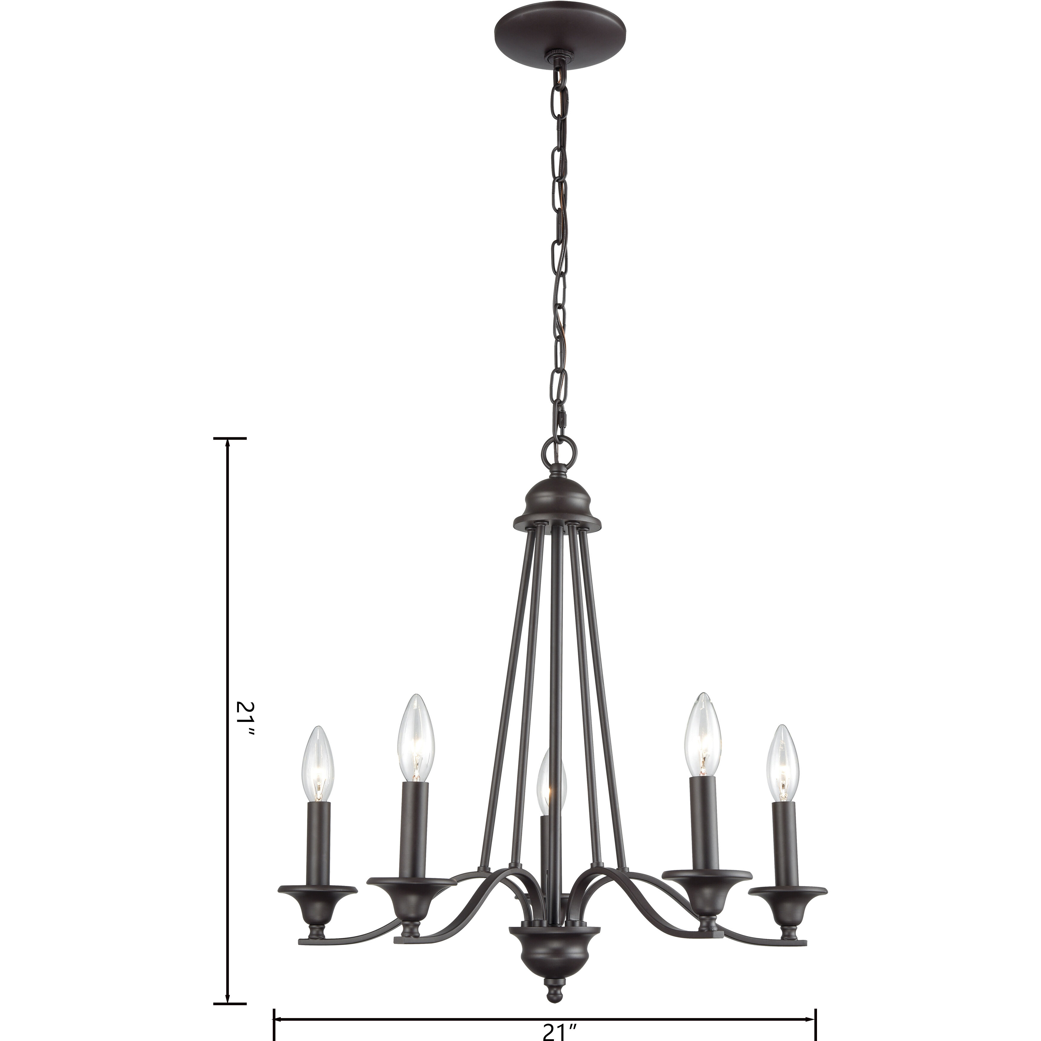 Farmington 5 Light 21 inch Oil Rubbed Bronze Chandelier Ceiling Light