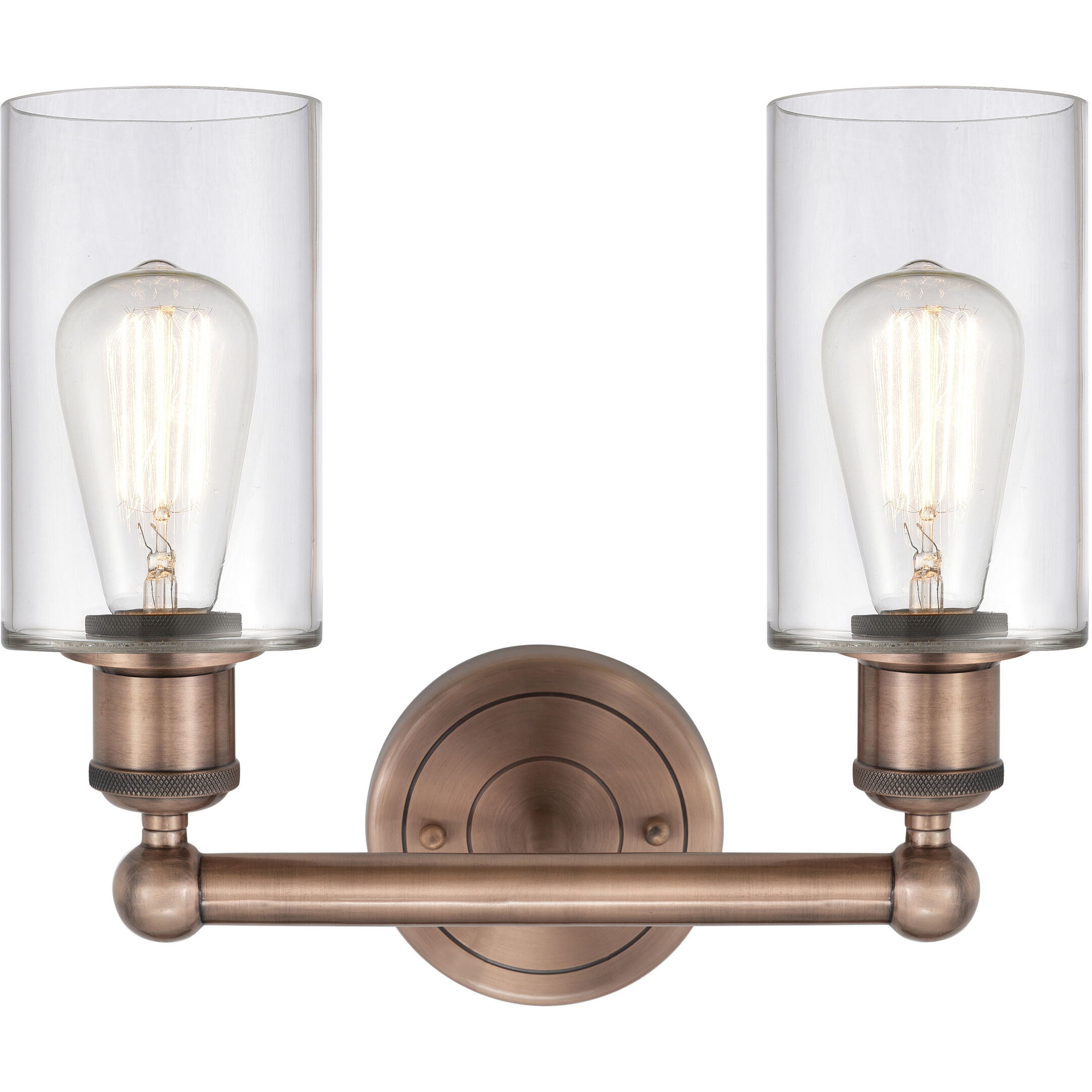 Clymer 2 Light 12.88 inch Antique Copper Bath Vanity Light Wall Light in Clear