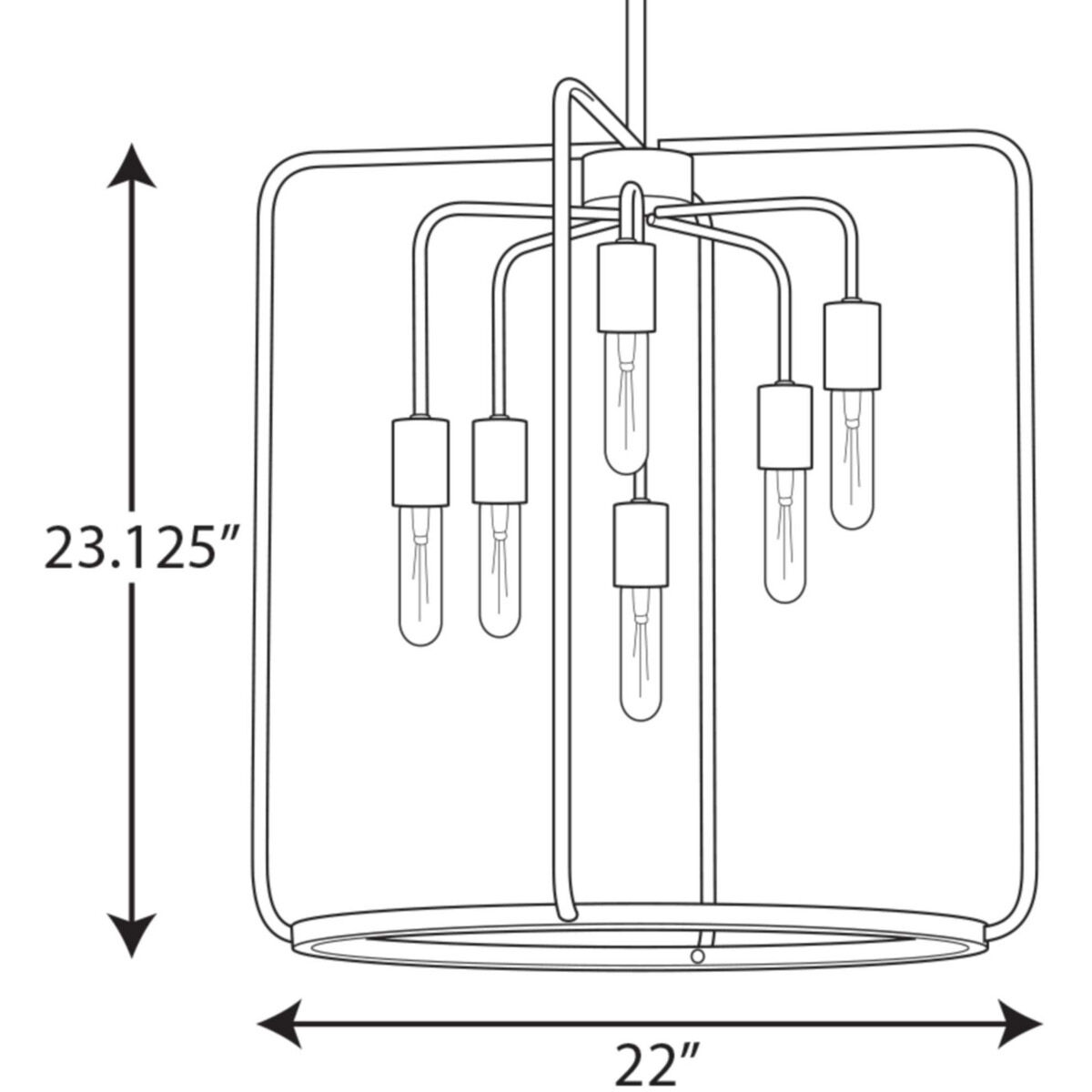 Bonn 6 Light 22 inch Galvanized Pendant Ceiling Light