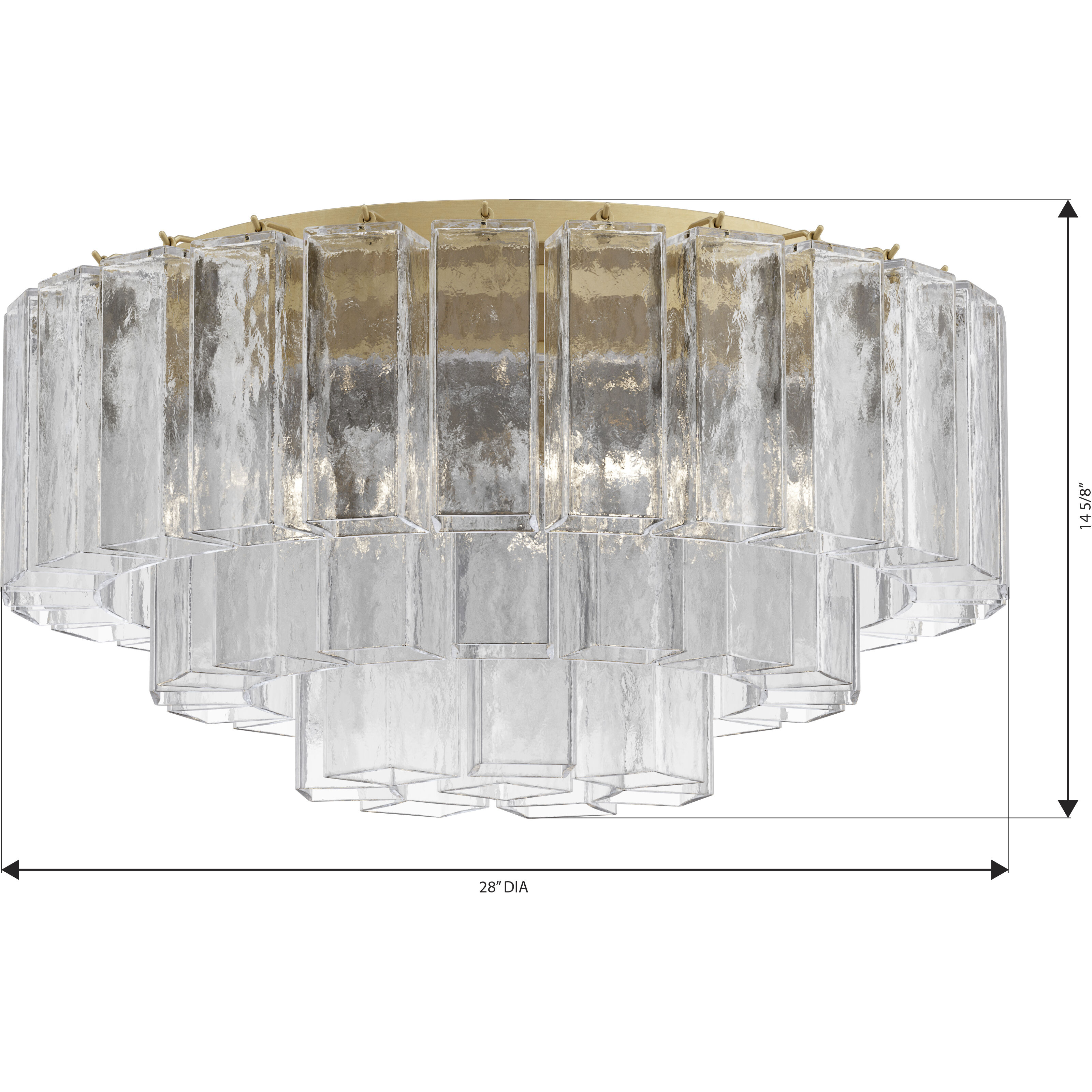 Torvento 7 Light 28 inch Legacy Brass Flush Mount Ceiling Light in Clear Handmade Glass