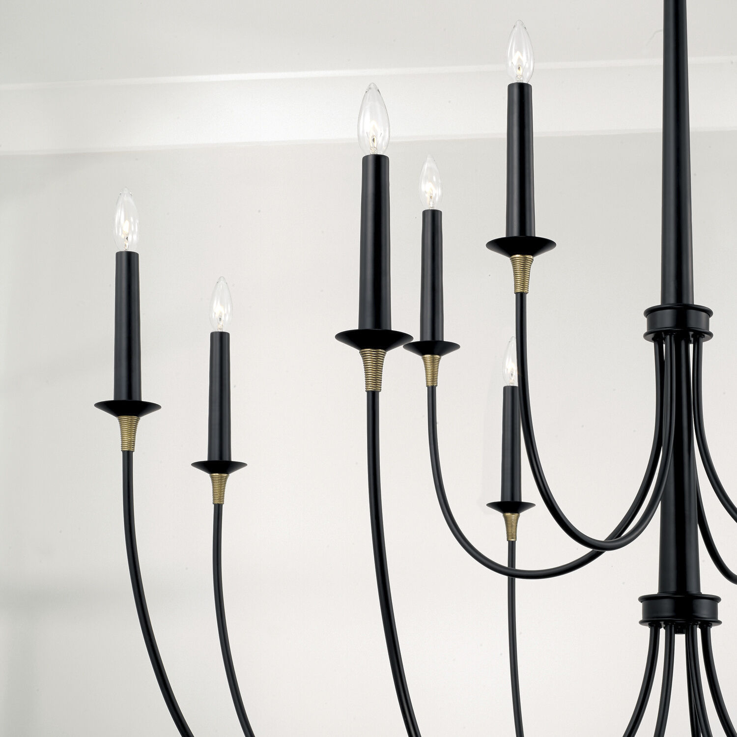 Amara 12 Light 54 inch Matte Black with Brass Chandelier Ceiling Light 