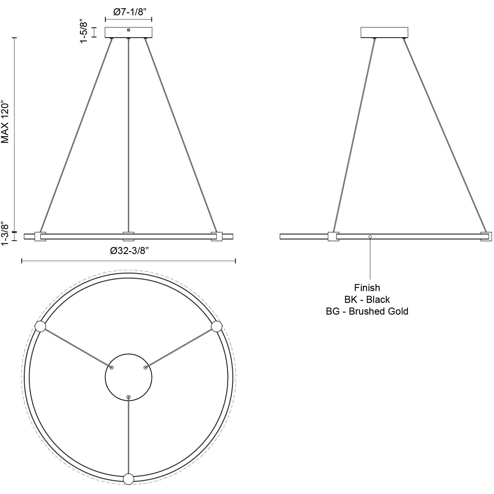Bruni Pendant Ceiling Light in Black