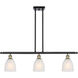 Ballston Brookfield 3 Light 36 inch Black Antique Brass Island Light Ceiling Light in White Glass, Ballston