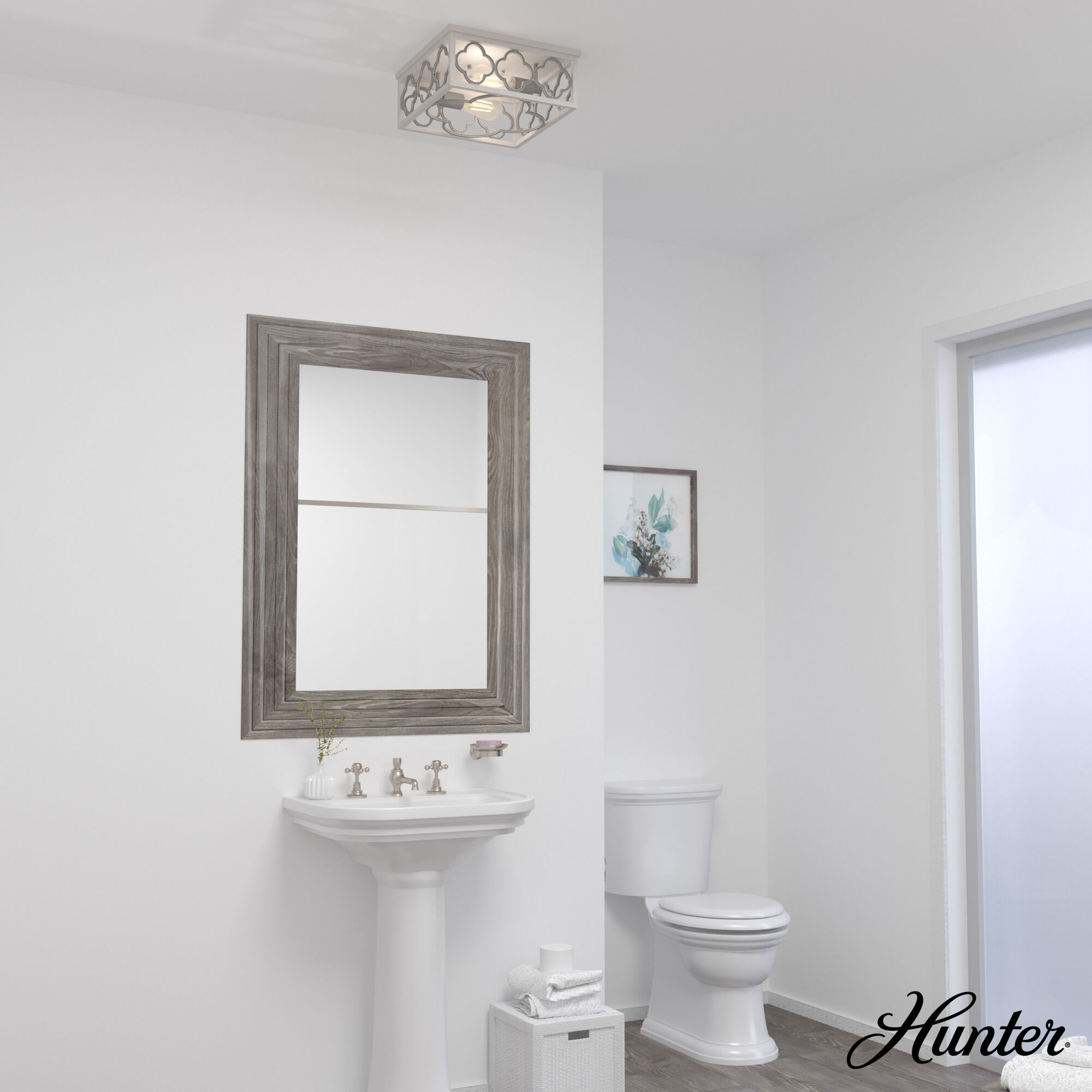 Gablecrest 2 Light 14 inch Distressed White Flush Mount Ceiling Light