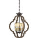 Bohemian 4 Light 16.88 inch Barrelwood with Brass Convertible SemiFlush/Pendant Ceiling Light