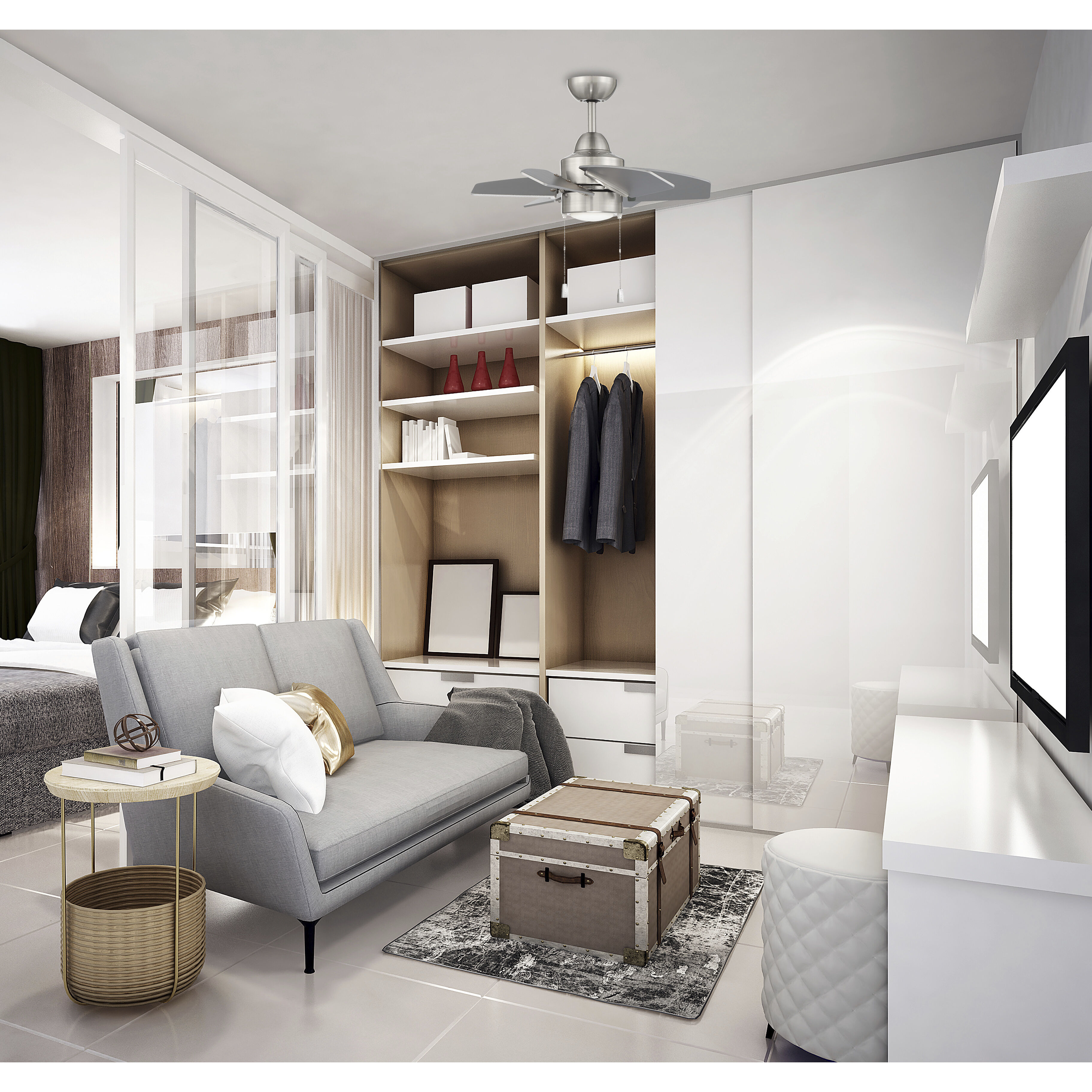 Propel II 24 inch Brushed Polished Nickel with Brushed Nickel/Brushed Nickel Blades Ceiling Fan