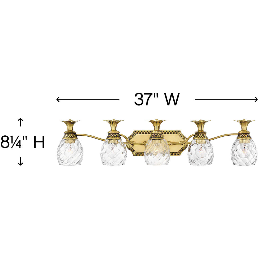 Plantation 5 Light 37 inch Burnished Brass Vanity Light Wall Light