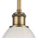 Ballston Brookfield 1 Light 6 inch Brushed Brass Pendant Ceiling Light in White Glass, Ballston