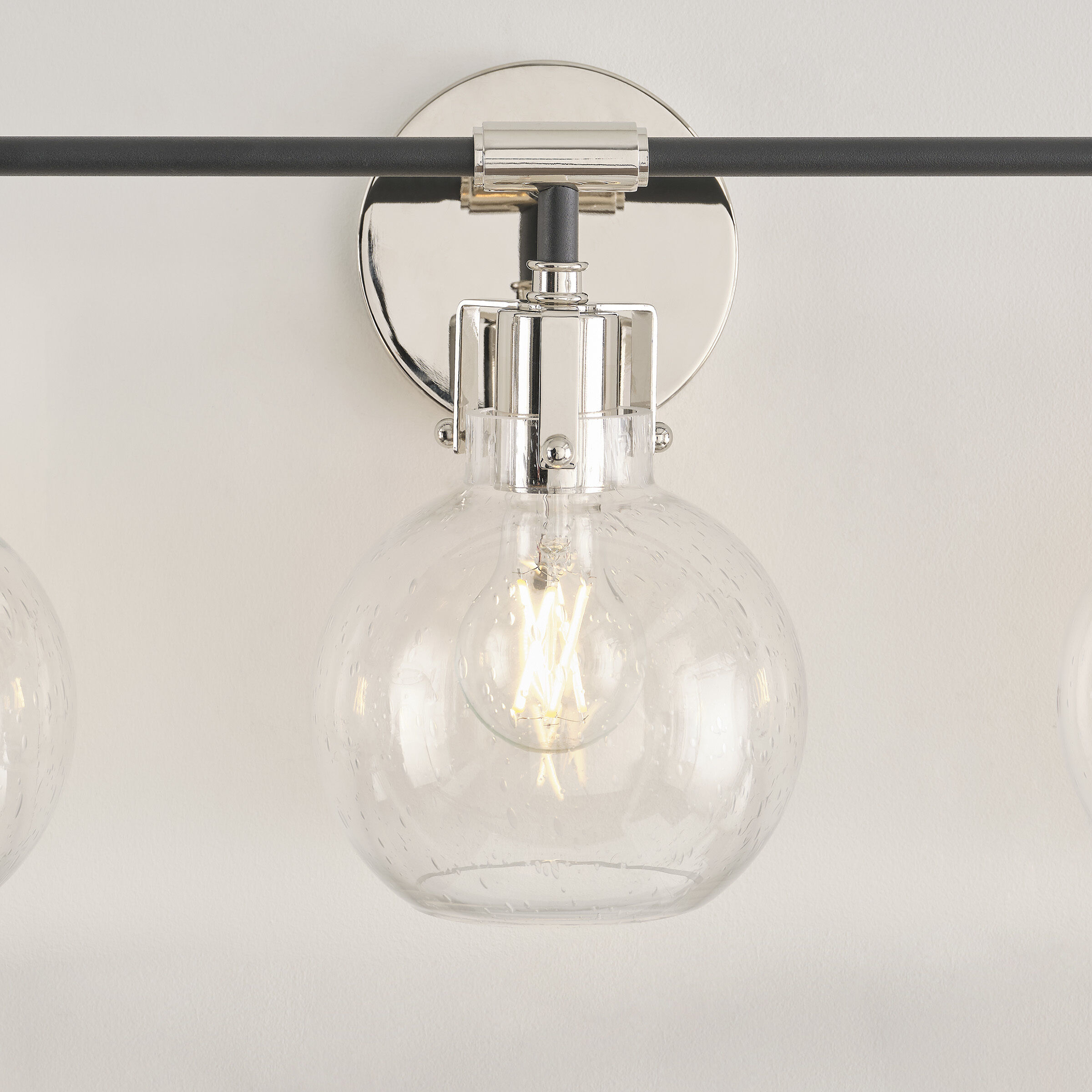 Sean Lavin Clara Vanity Light Wall Light in Polished Nickel / Textured Black