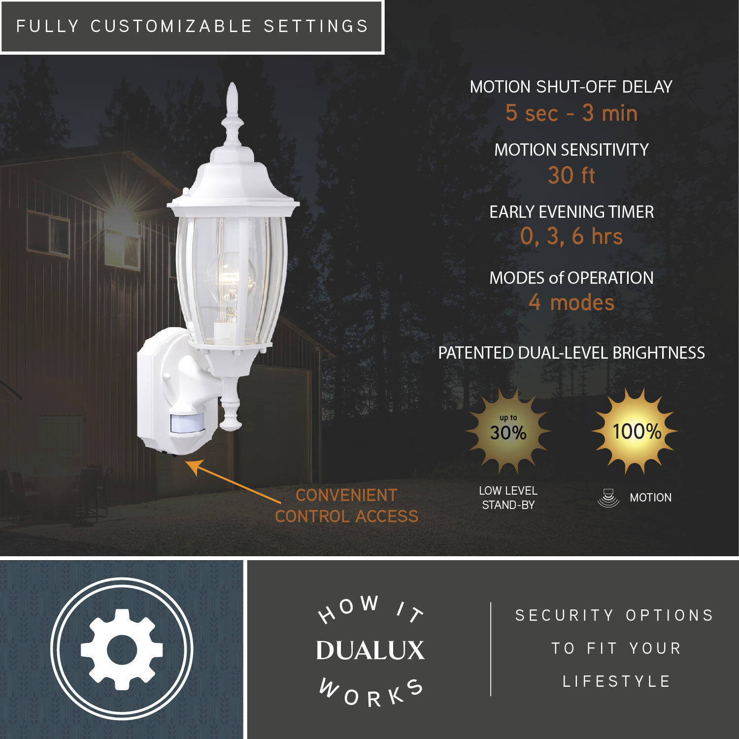 Rogers Park Textured White Outdoor Motion Sensor