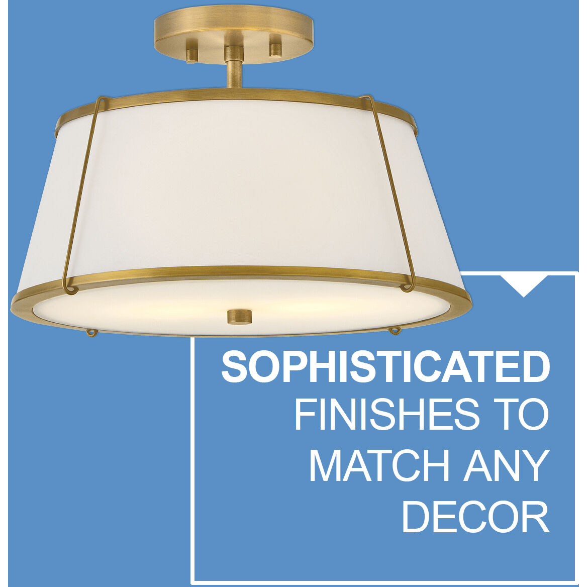 Clarke 2 Light 15 inch Lacquered Dark Brass Semi-Flush Mount Ceiling Light in Lacquered Dark Brass with Off White