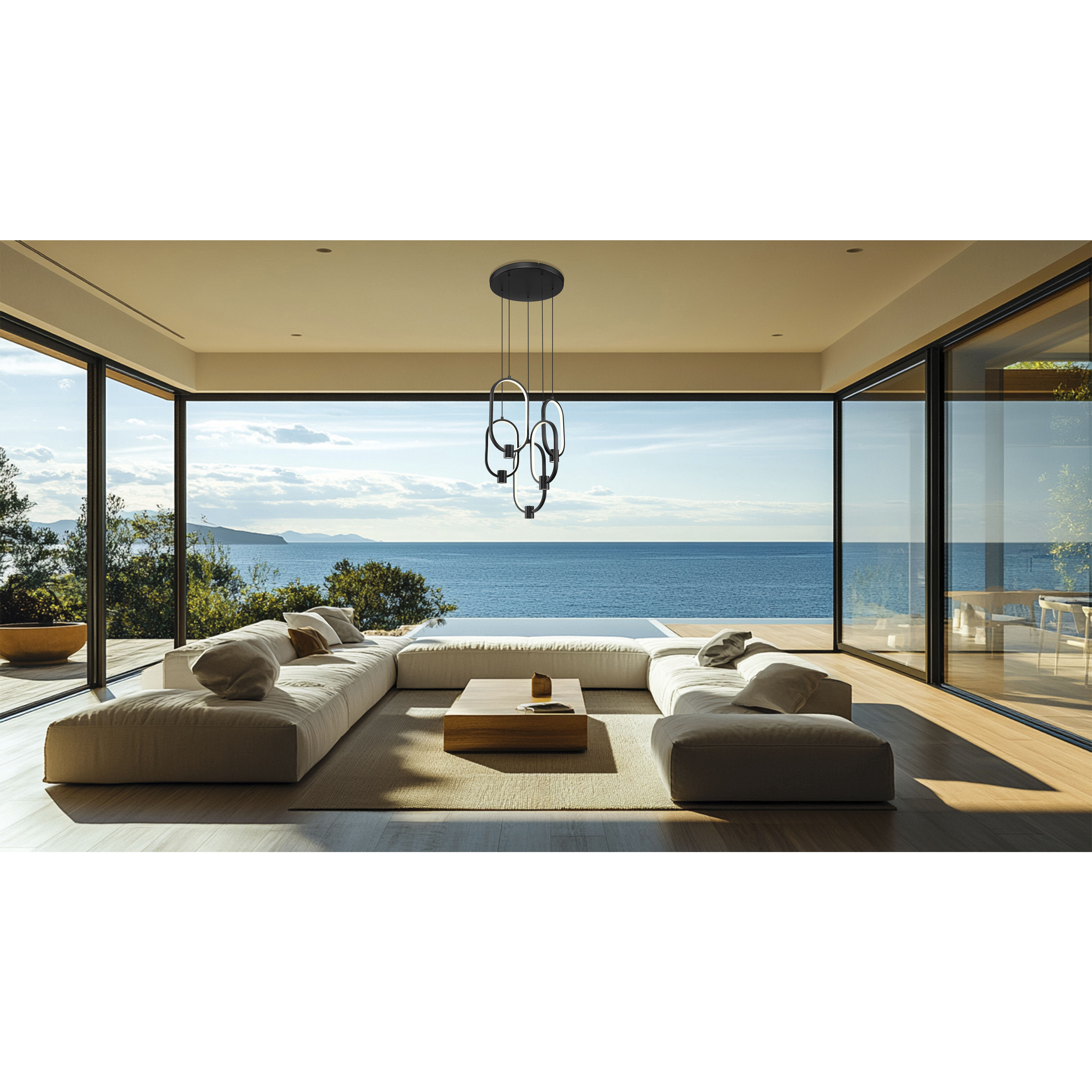 Saros LED 18.25 inch Matte Black Chandelier Ceiling Light