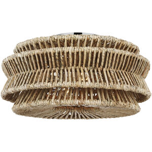 Chapman & Myers Antigua LED 16 inch Polished Nickel and Natural Abaca Drum Semi-Flush Mount Ceiling Light, Large