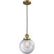 Franklin Restoration Beacon LED 8 inch Brushed Brass Mini Pendant Ceiling Light in Clear, Franklin Restoration