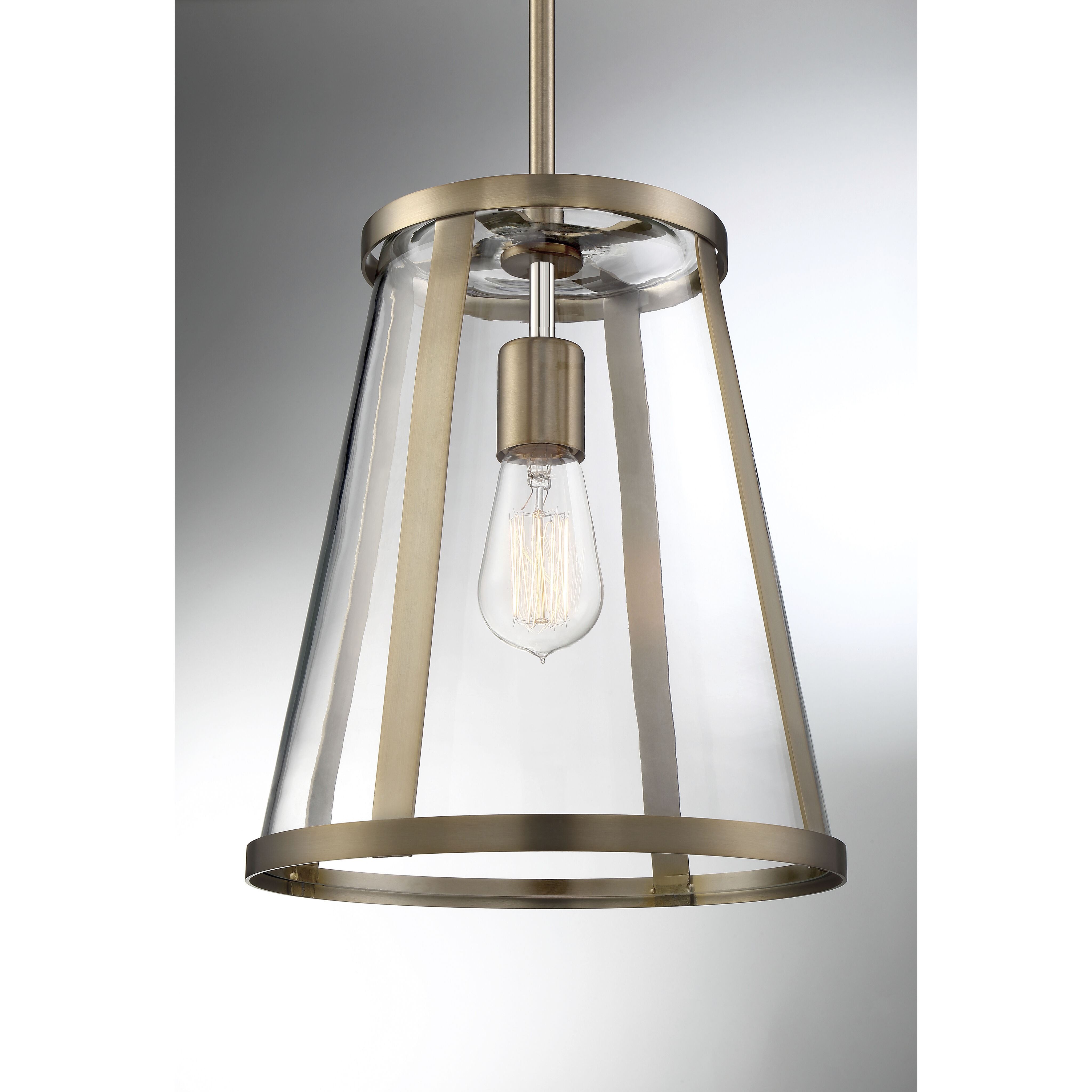 Bruge 1 Light 10.5 inch Burnished Brass and Clear Pendant Ceiling Light