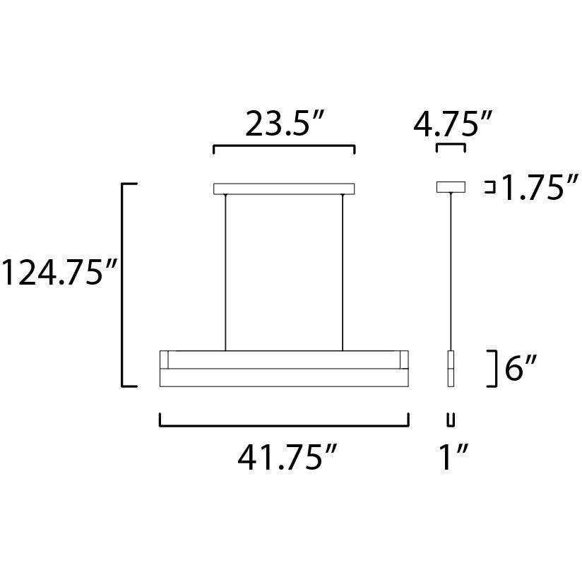 iBar LED 41.75 inch Brushed Aluminum Linear Pendant Ceiling Light in Brushed Black