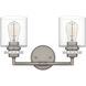 Jaspar 2 Light 16 inch Antique Nickel Bath Light Wall Light