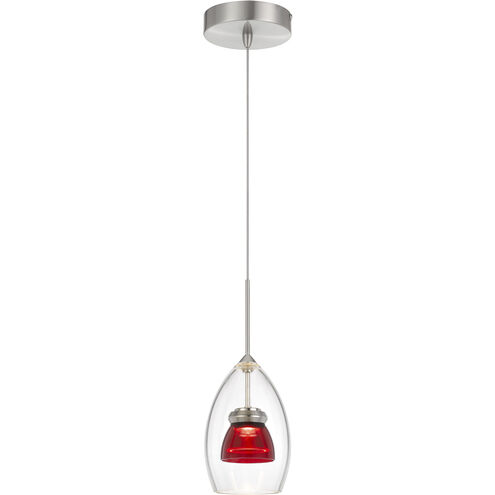 Double Glass LED 4 inch Red Clear Mini Pendant Ceiling Light