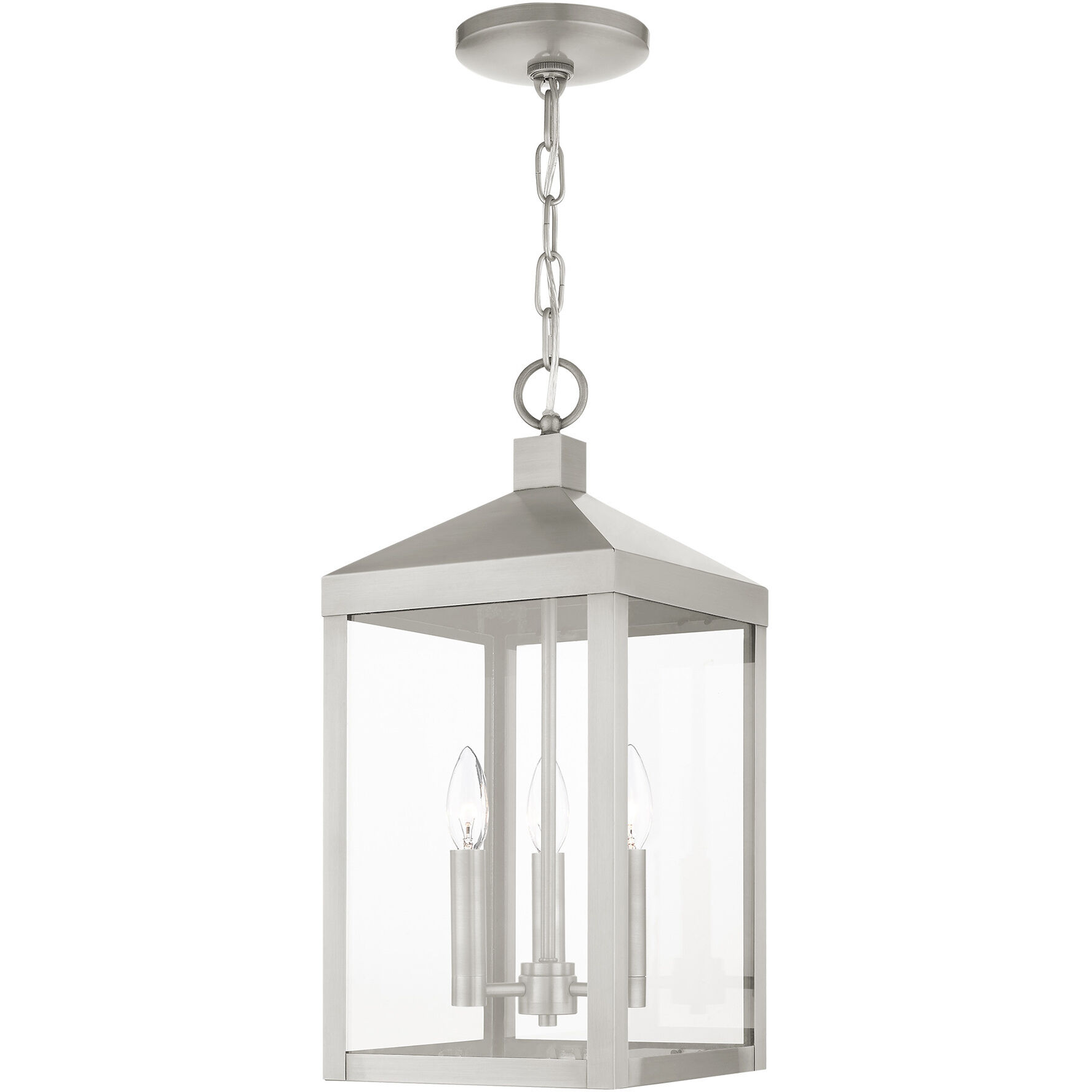 Nyack 3 Light 8.25 inch Brushed Nickel Outdoor Pendant Lantern