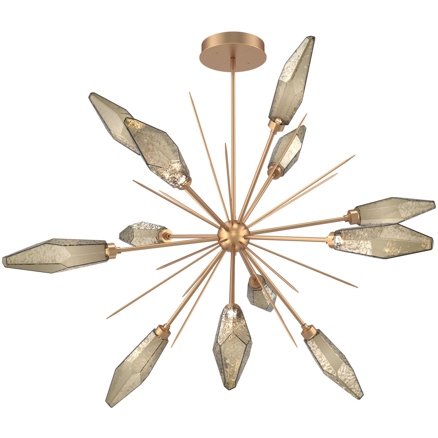 Rock Crystal LED Novel Brass Chandelier Ceiling Light, Starburst